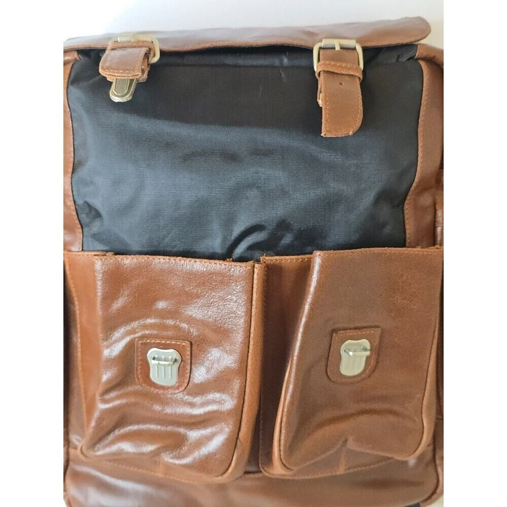 Wilson Leather Brown Backpack Rucksack Multi Pocket Laptop Travel Bag